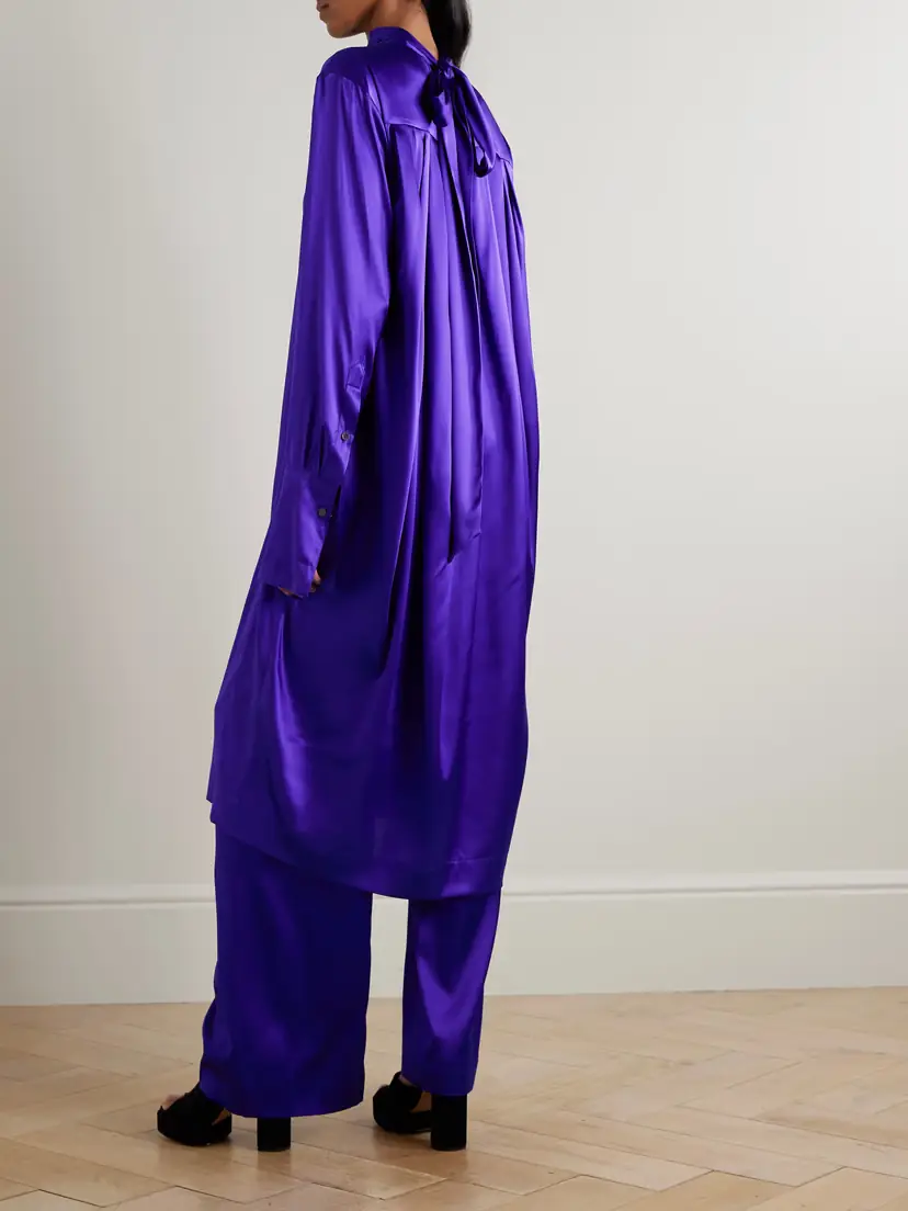 Dries Van Noten Tie-neck Stretch-silk Satin Dress | Thumbnail 4