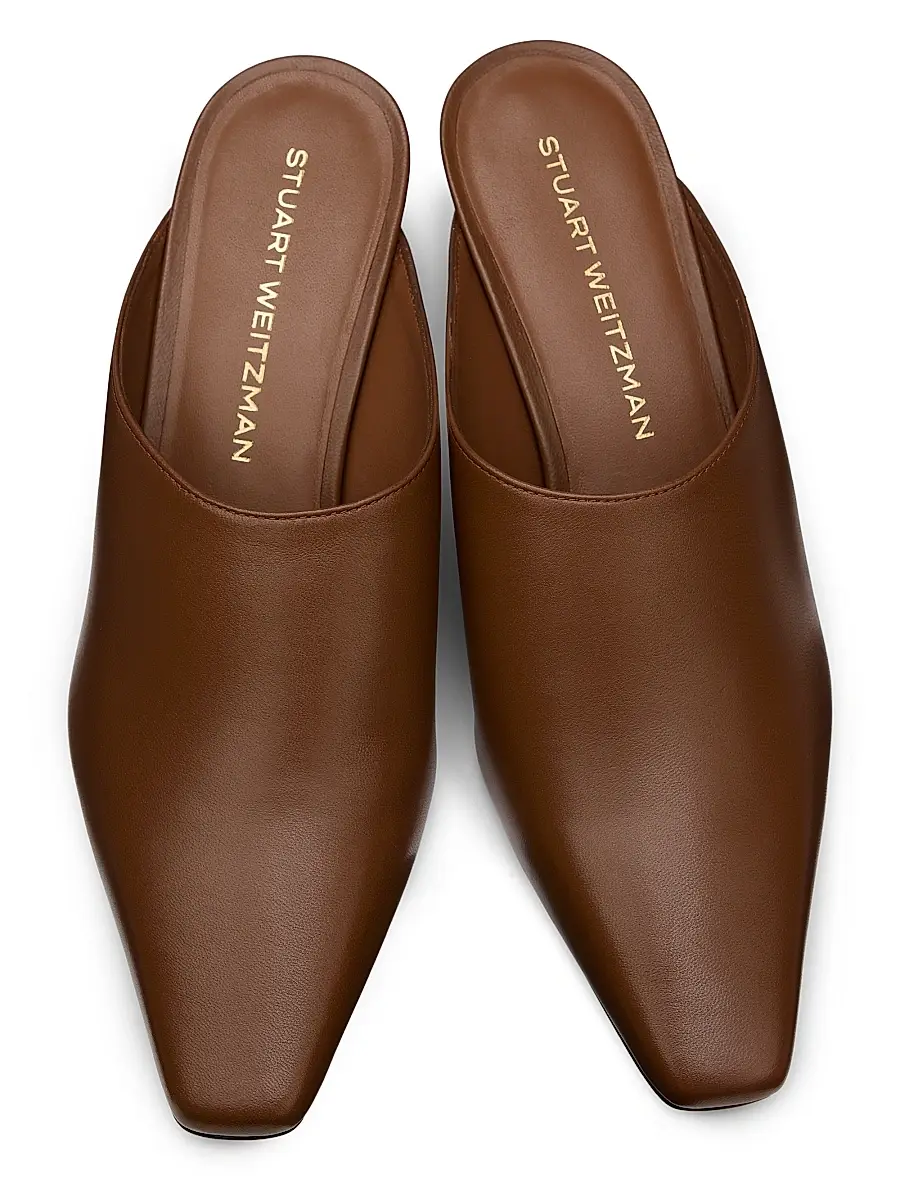 Stuart Weitzman Women's Stassi 50MM Leather Mules | Thumbnail 4 Stuart Weitzman Women's Stassi 50MM Leather Mules | Thumbnail 4