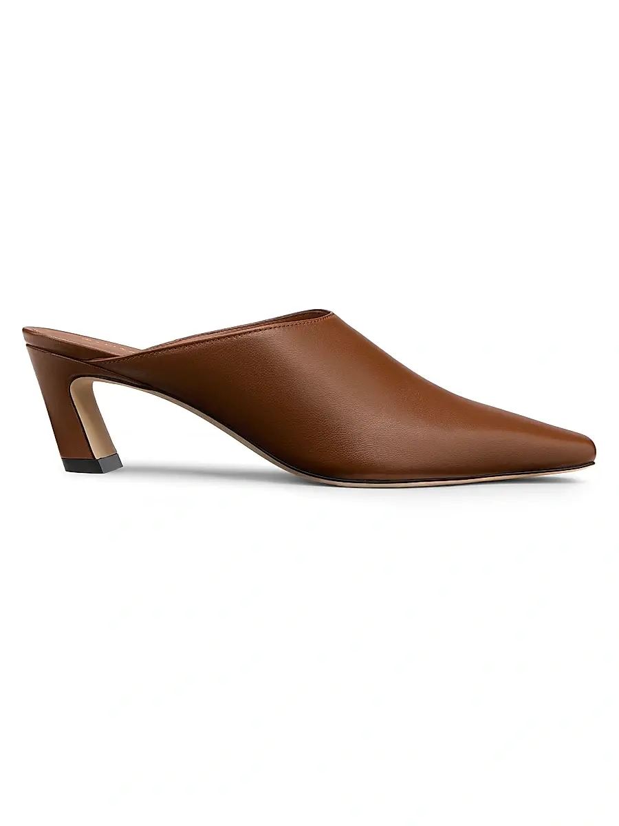 Stuart Weitzman Women's Stassi 50MM Leather Mules - Toasted Almond | Image 1 Stuart Weitzman Women's Stassi 50MM Leather Mules - Toasted Almond | Image 1