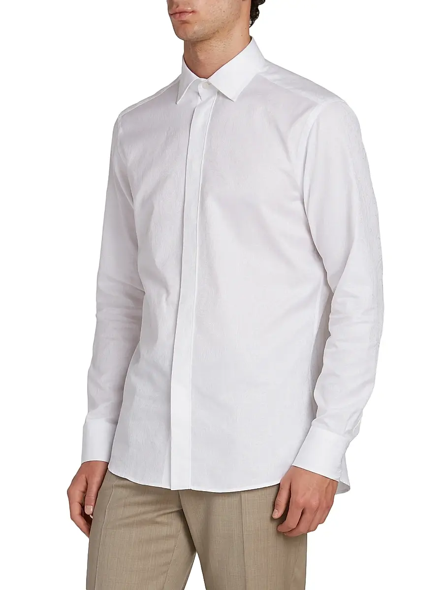 Etro Men's Roma Tonal Paisley Cotton Evening Shirt | Thumbnail 4 Etro Men's Roma Tonal Paisley Cotton Evening Shirt | Thumbnail 4