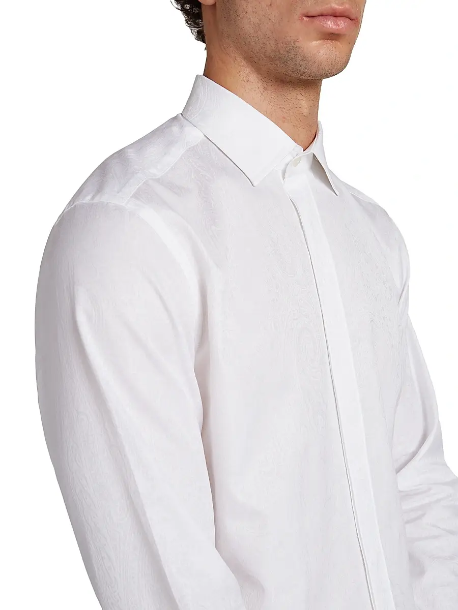 Etro Men's Roma Tonal Paisley Cotton Evening Shirt | Thumbnail 6 Etro Men's Roma Tonal Paisley Cotton Evening Shirt | Thumbnail 6