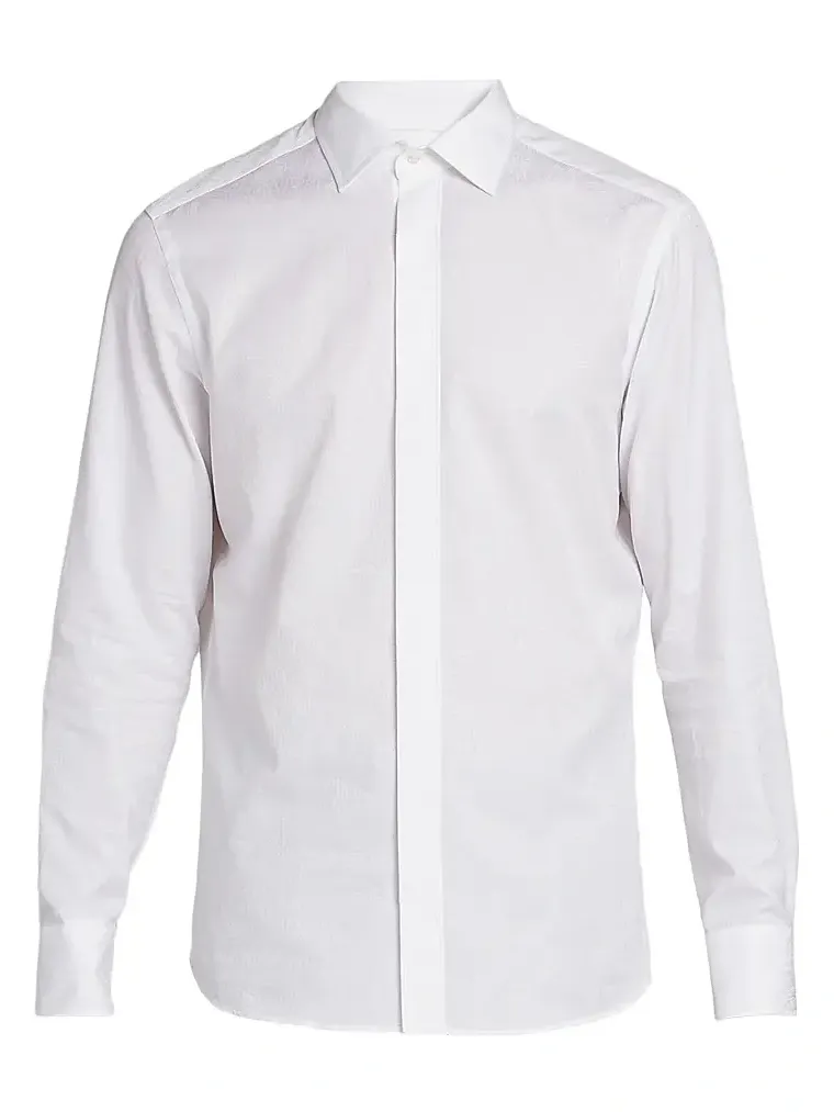 Men's Roma Tonal Paisley Cotton Evening Shirt