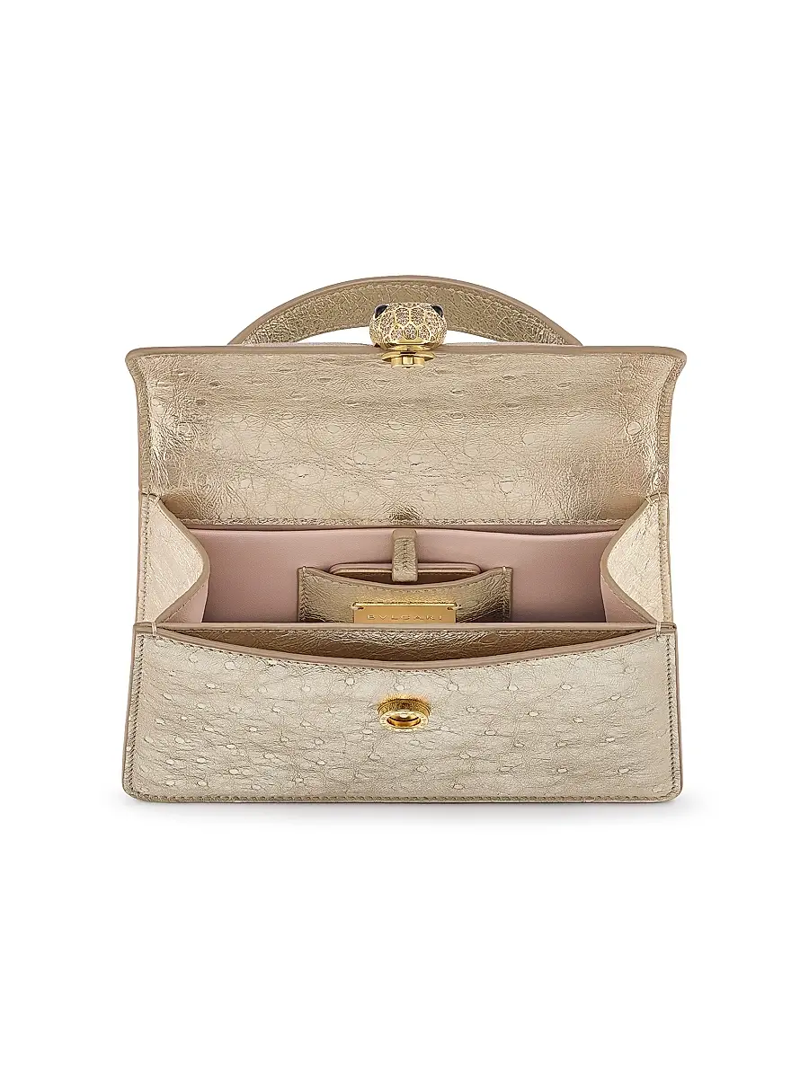 BVLGARI Women's Serpenti Metallic Ostrich Top Handle Bag - Light Gold | Thumbnail 2 BVLGARI Women's Serpenti Metallic Ostrich Top Handle Bag - Light Gold | Thumbnail 2