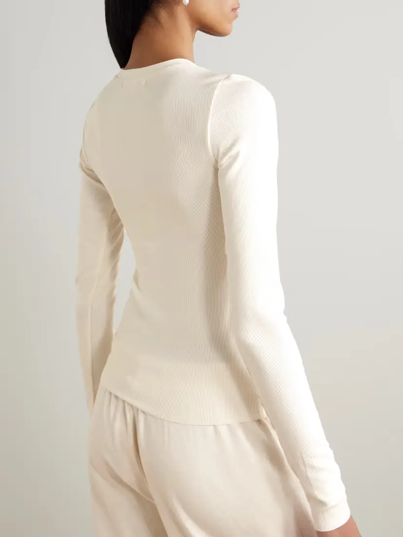 ÉTERNE Ribbed-knit Henley Top | Thumbnail 3 ÉTERNE Ribbed-knit Henley Top | Thumbnail 3
