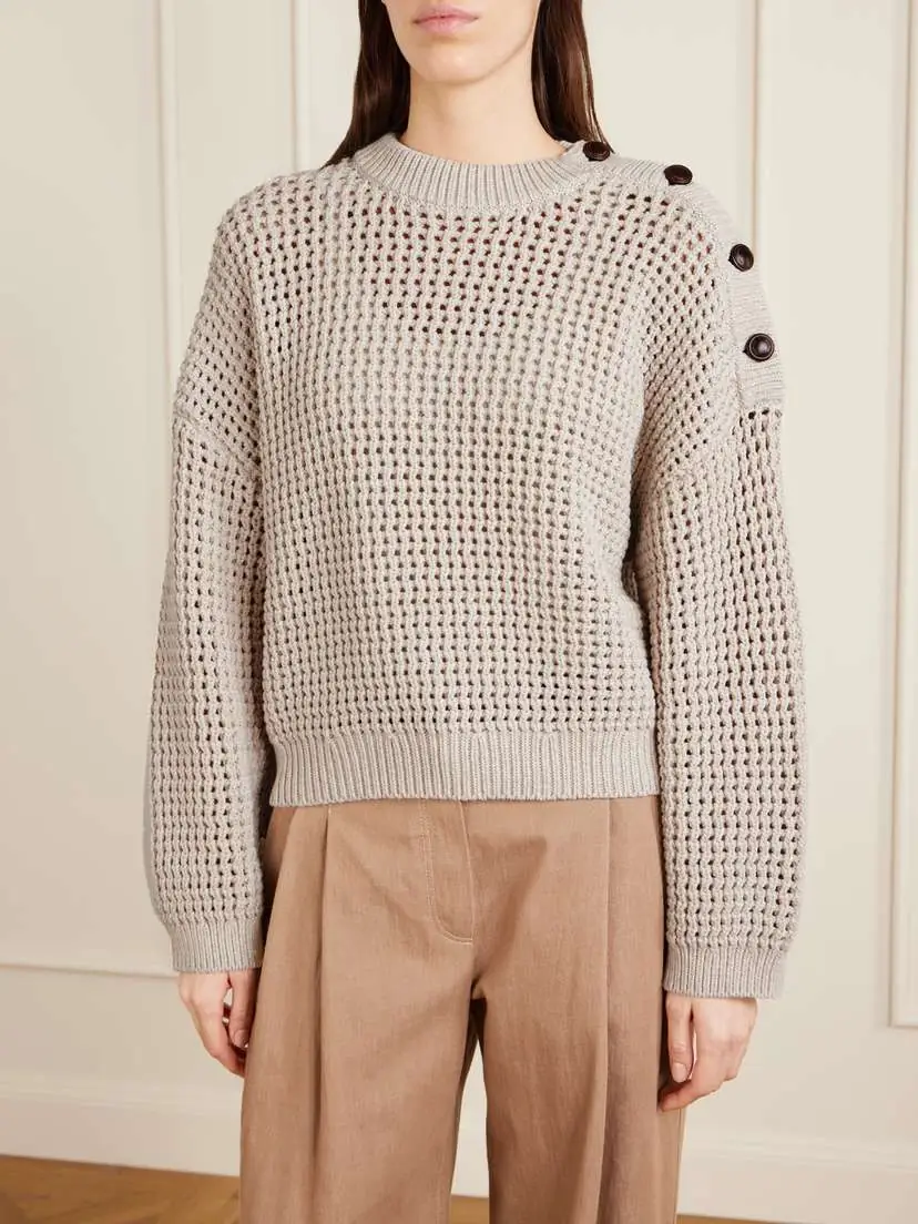Brunello Cucinelli Open-knit Cotton-blend Sweater | Thumbnail 3