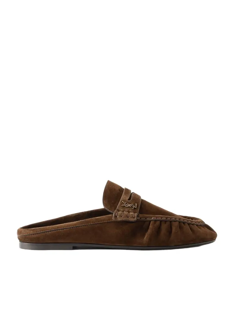 Saint Laurent Le Loafer Suede Slippers | Image 1 Saint Laurent Le Loafer Suede Slippers | Image 1
