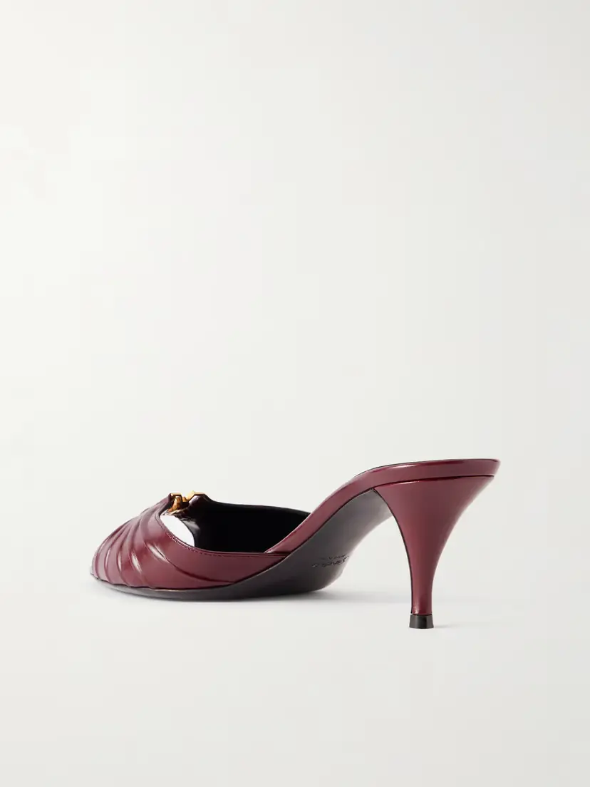 Saint Laurent Babylone Embellished Gathered Glossed-leather Mules | Thumbnail 3 Saint Laurent Babylone Embellished Gathered Glossed-leather Mules | Thumbnail 3