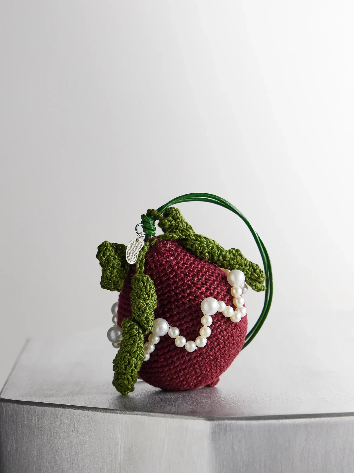 Embellished Crochet-knit Cotton Bag Charm Embellished Crochet-knit Cotton Bag Charm