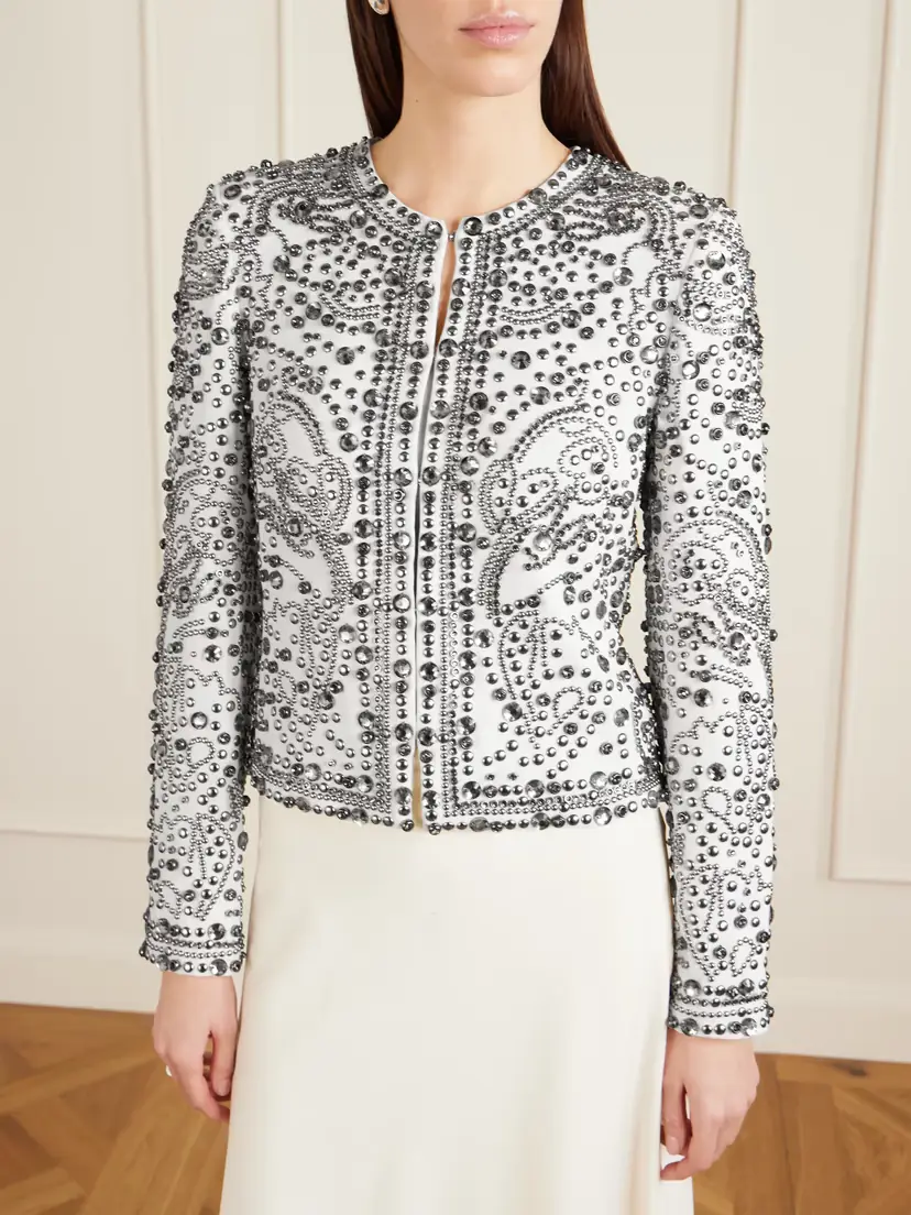 Elie Saab Studded And Crystal-embellished Cady Jacket | Thumbnail 3 Elie Saab Studded And Crystal-embellished Cady Jacket | Thumbnail 3