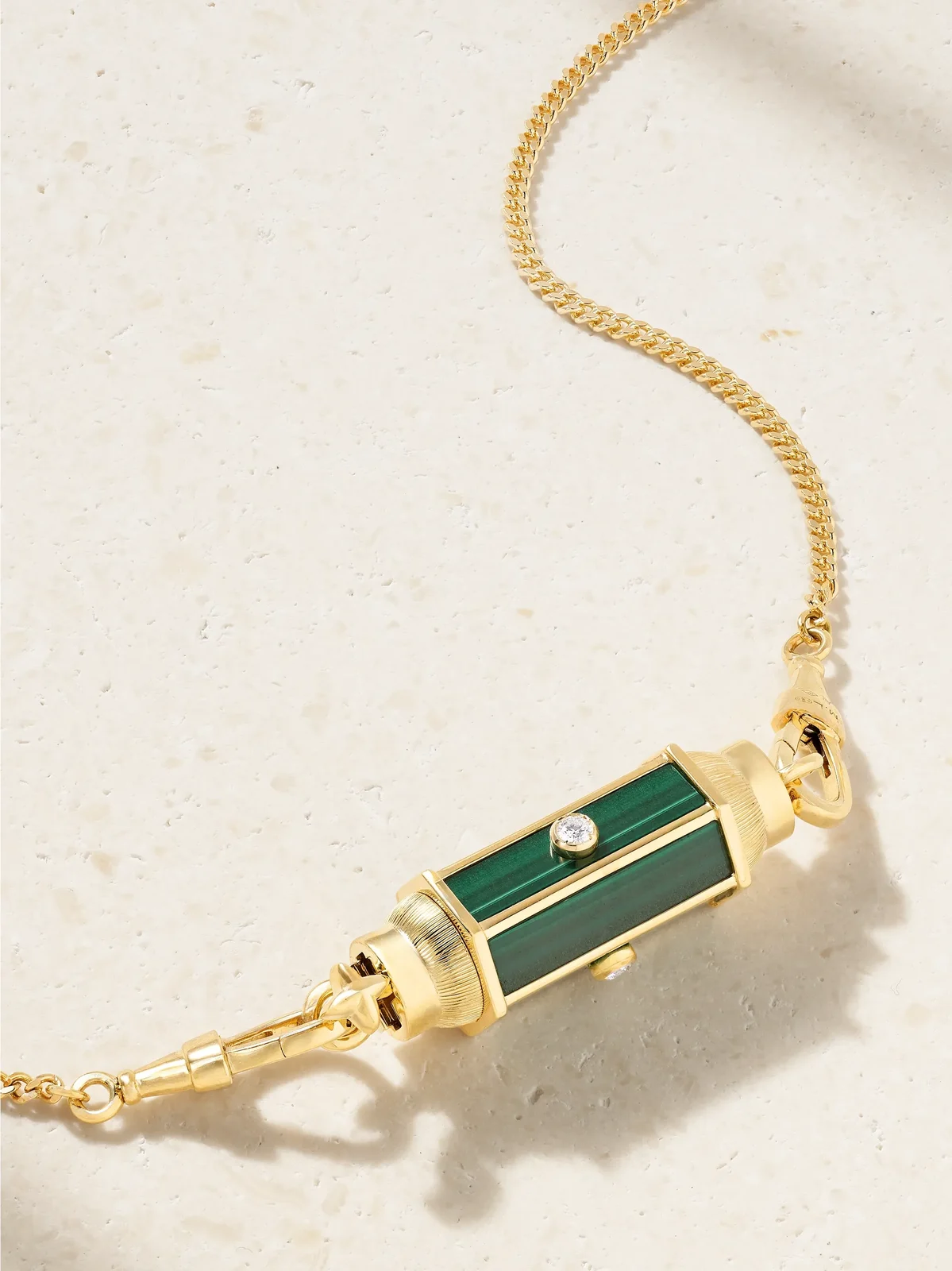 Baby Locket 18-karat Gold, Malachite And Diamond Necklace - Green Baby Locket 18-karat Gold, Malachite And Diamond Necklace - Green