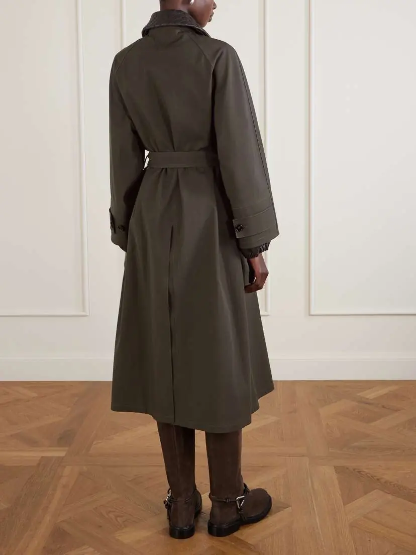 Bottega Veneta Intrecciato Leather-trimmed Cotton-blend Trench Coat | Thumbnail 4 Bottega Veneta Intrecciato Leather-trimmed Cotton-blend Trench Coat | Thumbnail 4