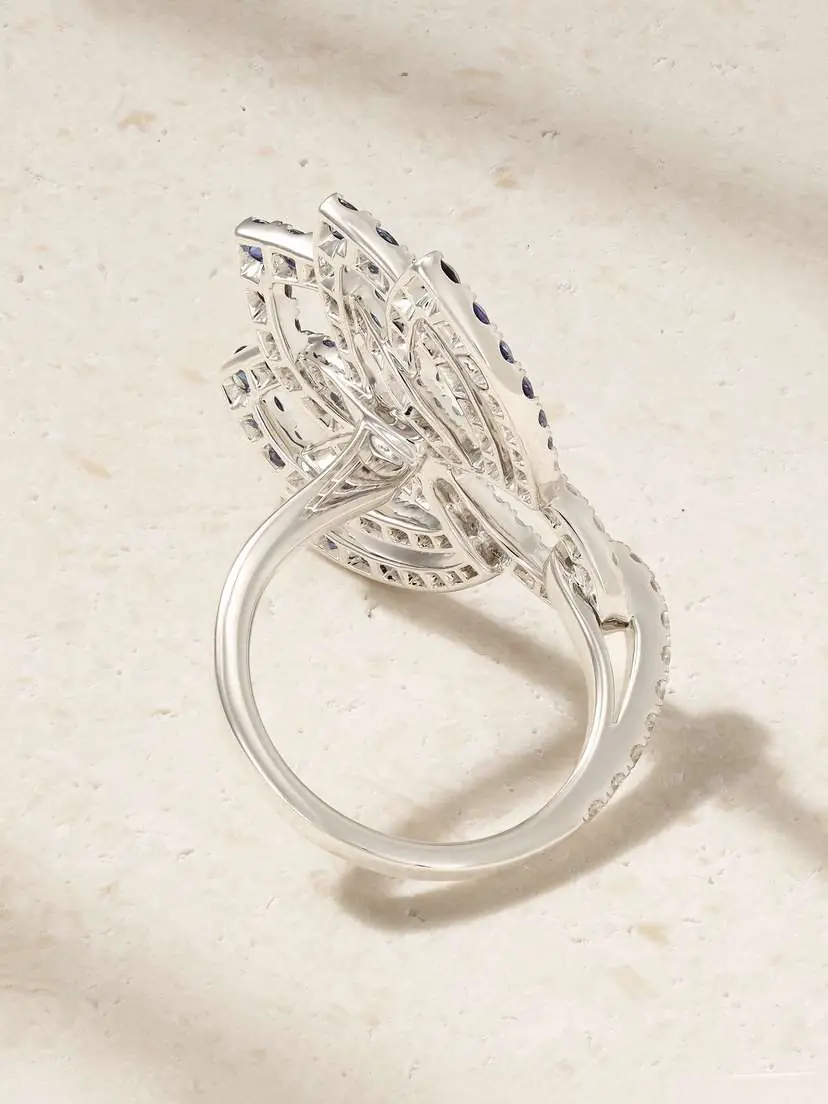 Garrard Lotus Flower 18-karat White Gold, Sapphire And Diamond Ring | Thumbnail 3 Garrard Lotus Flower 18-karat White Gold, Sapphire And Diamond Ring | Thumbnail 3