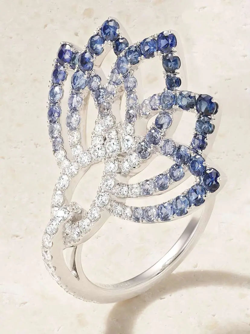 Garrard Lotus Flower 18-karat White Gold, Sapphire And Diamond Ring | Thumbnail 4 Garrard Lotus Flower 18-karat White Gold, Sapphire And Diamond Ring | Thumbnail 4