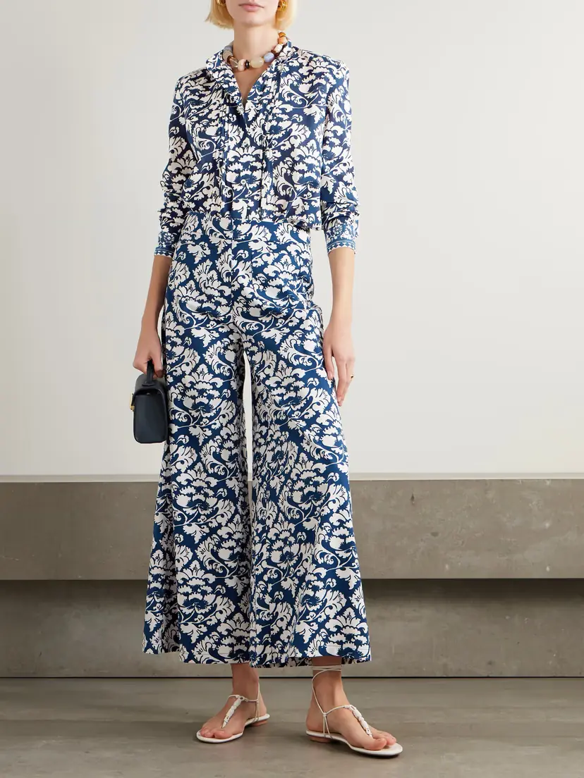 Emporio Sirenuse Adele Lotus Floral-print Cotton-twill Wide-leg Pants | Thumbnail 2 Emporio Sirenuse Adele Lotus Floral-print Cotton-twill Wide-leg Pants | Thumbnail 2