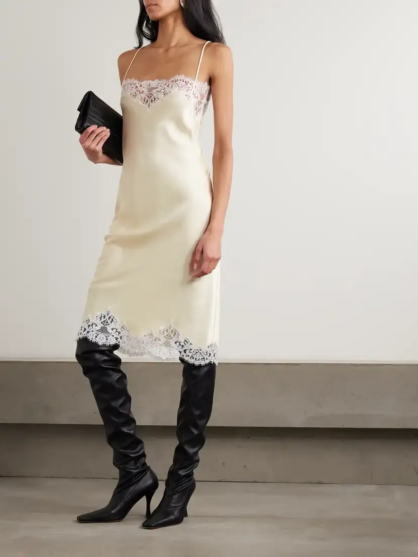 Stella McCartney Iconic Lace-trimmed Satin Midi Dress | Thumbnail 2 Stella McCartney Iconic Lace-trimmed Satin Midi Dress | Thumbnail 2