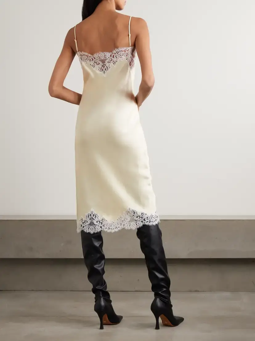 Stella McCartney Iconic Lace-trimmed Satin Midi Dress | Thumbnail 3 Stella McCartney Iconic Lace-trimmed Satin Midi Dress | Thumbnail 3