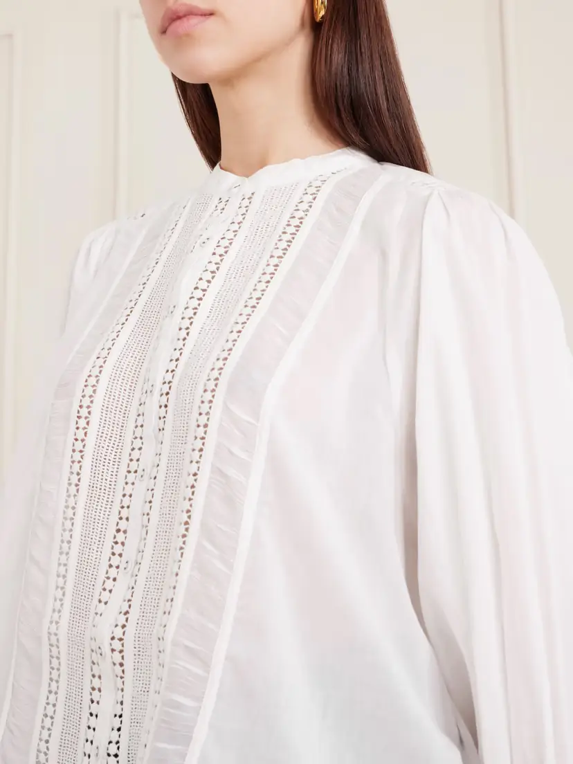 Farm Rio Lace-trimmed Cotton Blouse | Thumbnail 4 Farm Rio Lace-trimmed Cotton Blouse | Thumbnail 4