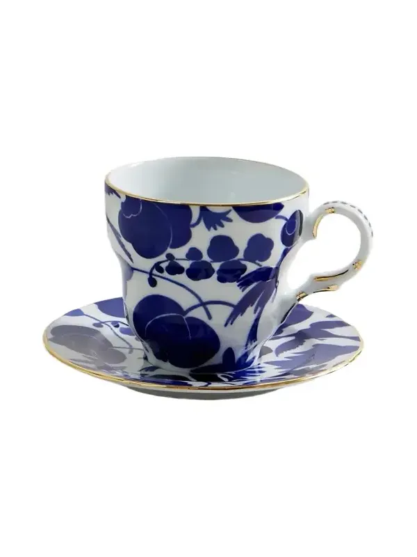 La DoubleJ Gold-plated Porcelain Teacup And Saucer Set - Blue