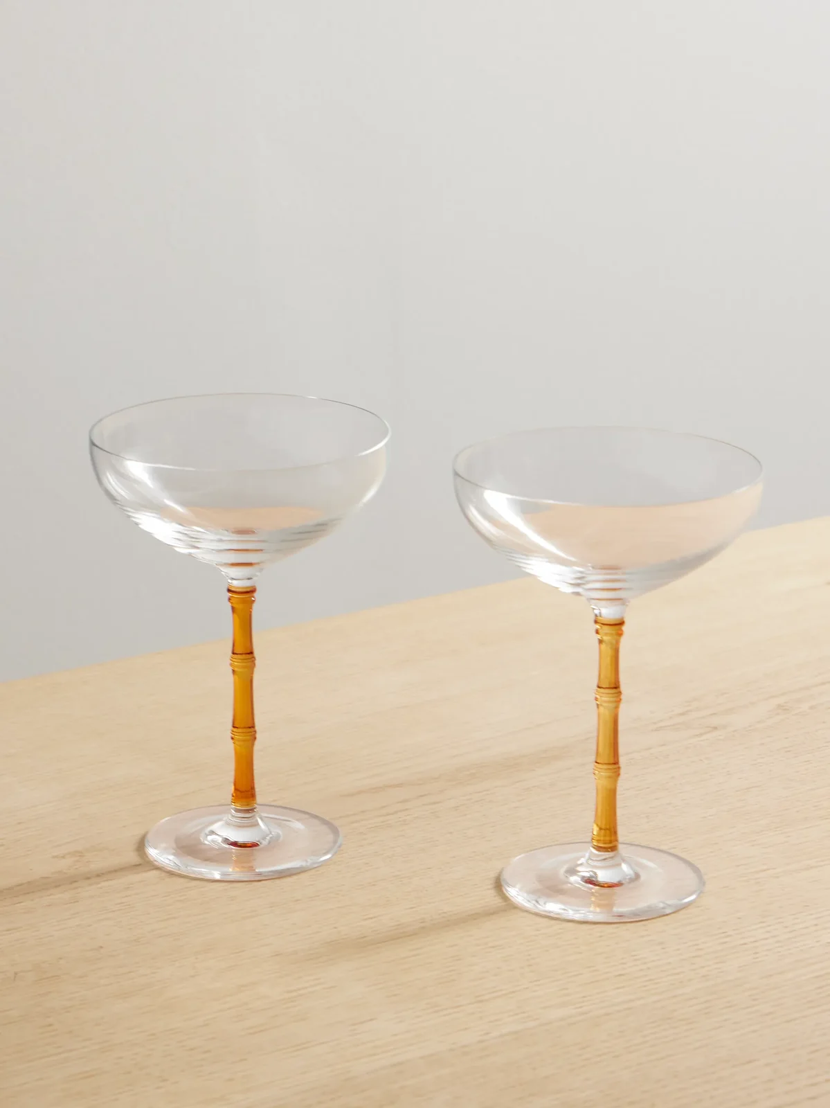 La DoubleJ Bamboo Set Of Two Crystal Champagne Coupes