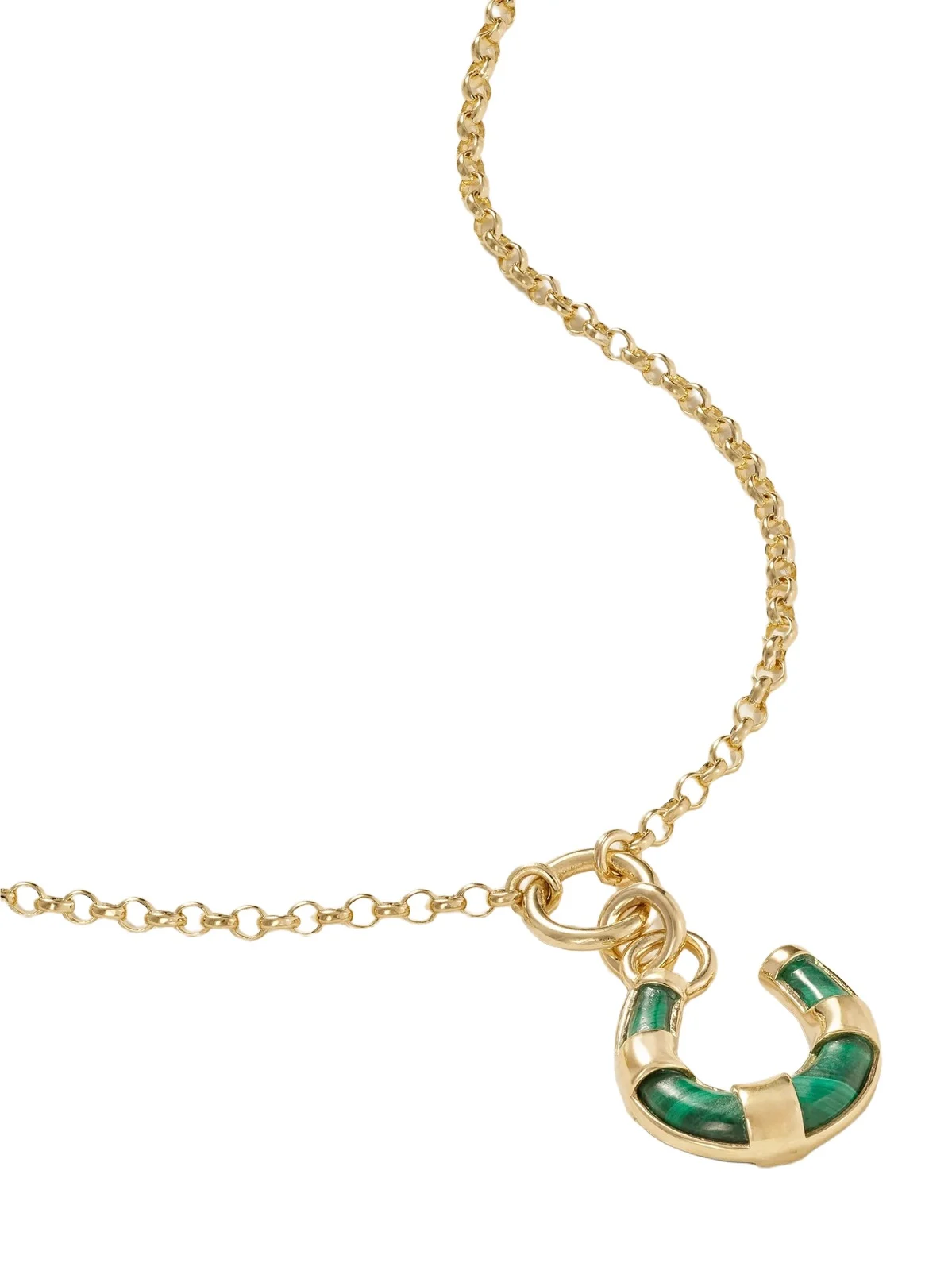 Horseshoe 18-karat Gold Malachite Necklace