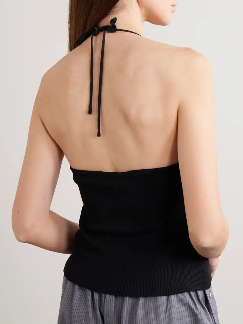 Deiji Studios Fine Knot Recycled Ribbed-knit Halterneck Top | Thumbnail 3