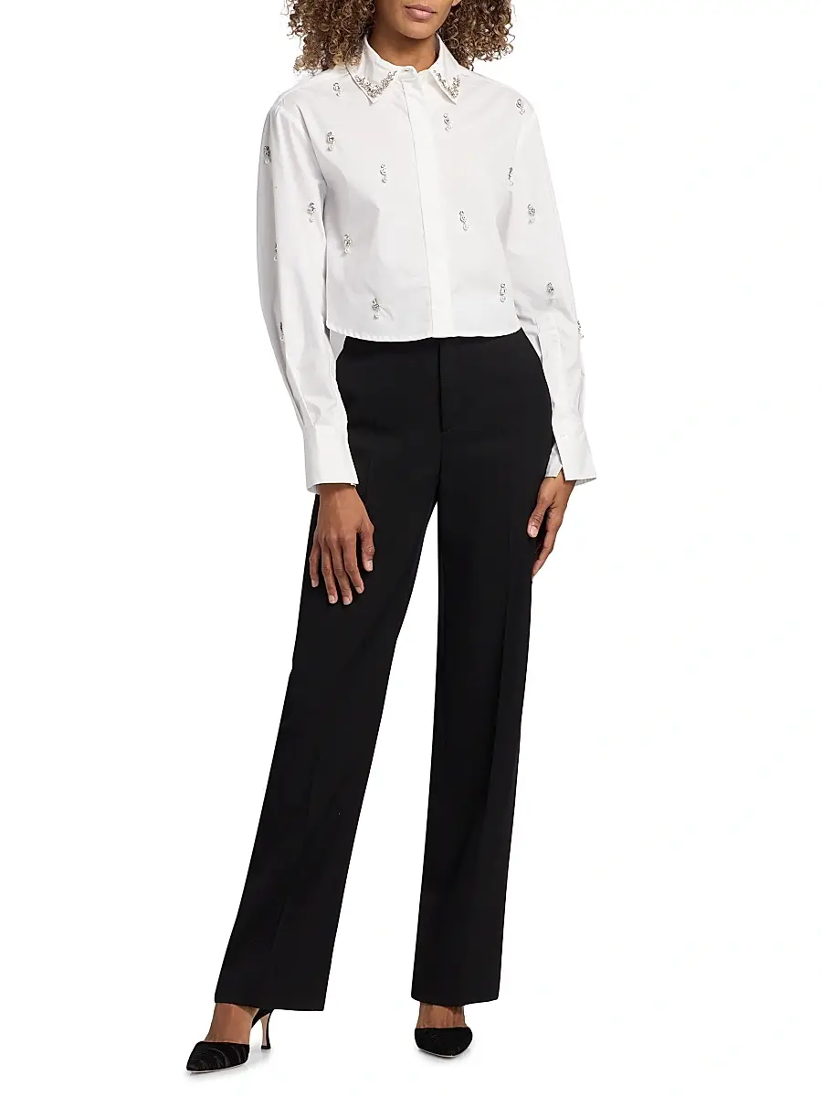 Simkhai Women's Renata Embellished Crop Shirt | Thumbnail 2 Simkhai Women's Renata Embellished Crop Shirt | Thumbnail 2