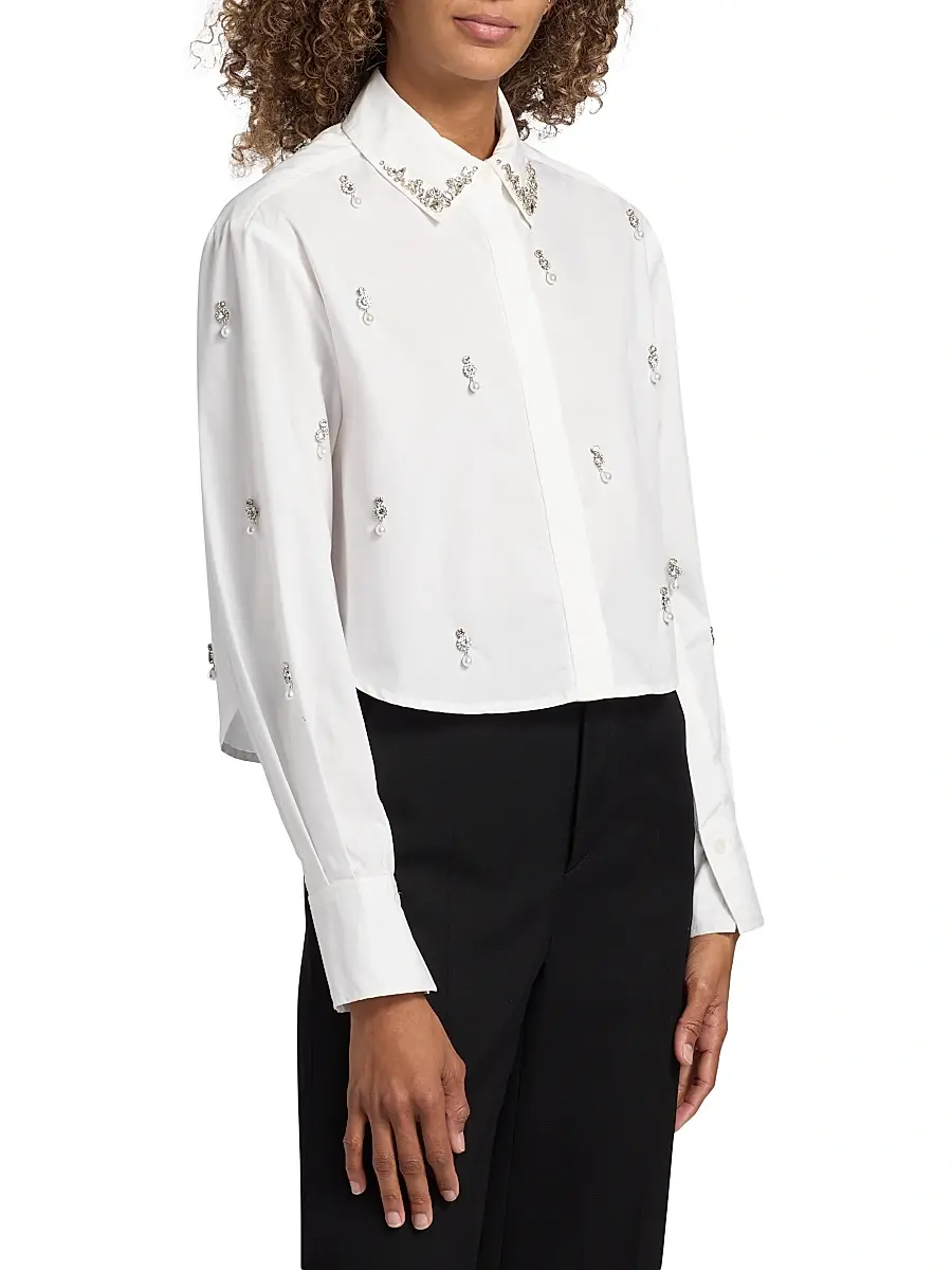 Simkhai Women's Renata Embellished Crop Shirt | Thumbnail 4 Simkhai Women's Renata Embellished Crop Shirt | Thumbnail 4