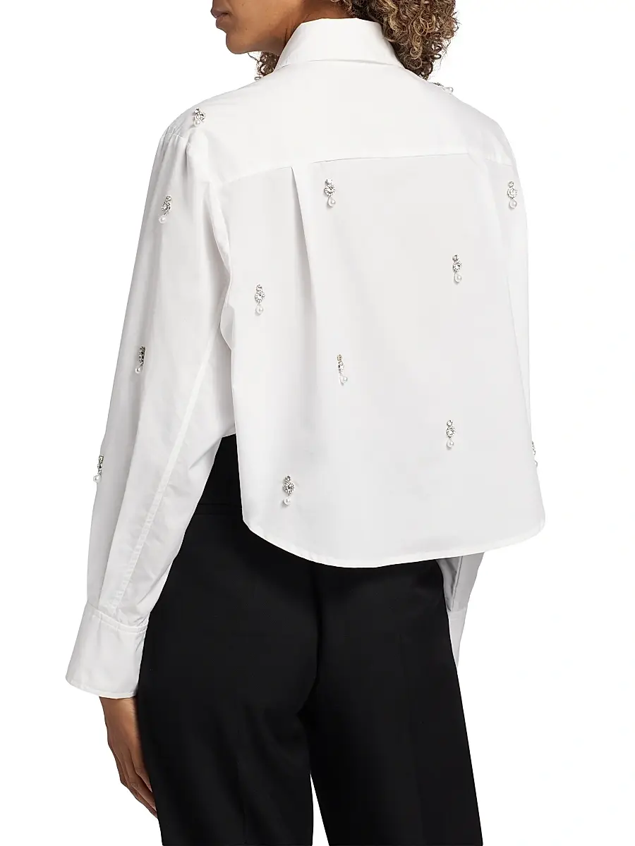 Simkhai Women's Renata Embellished Crop Shirt | Thumbnail 5 Simkhai Women's Renata Embellished Crop Shirt | Thumbnail 5