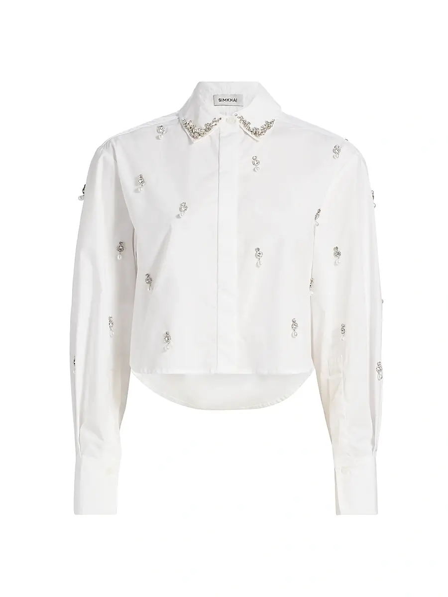 Women's Renata Embellished Crop Shirt Women's Renata Embellished Crop Shirt