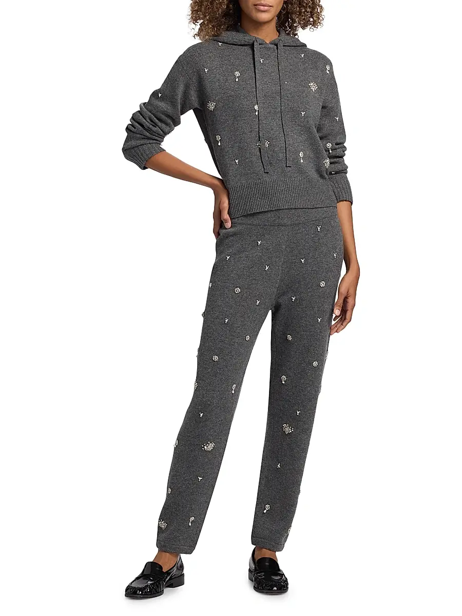 Simkhai Women's Kandace Embellished Wool-Cashmere Joggers | Thumbnail 2 Simkhai Women's Kandace Embellished Wool-Cashmere Joggers | Thumbnail 2