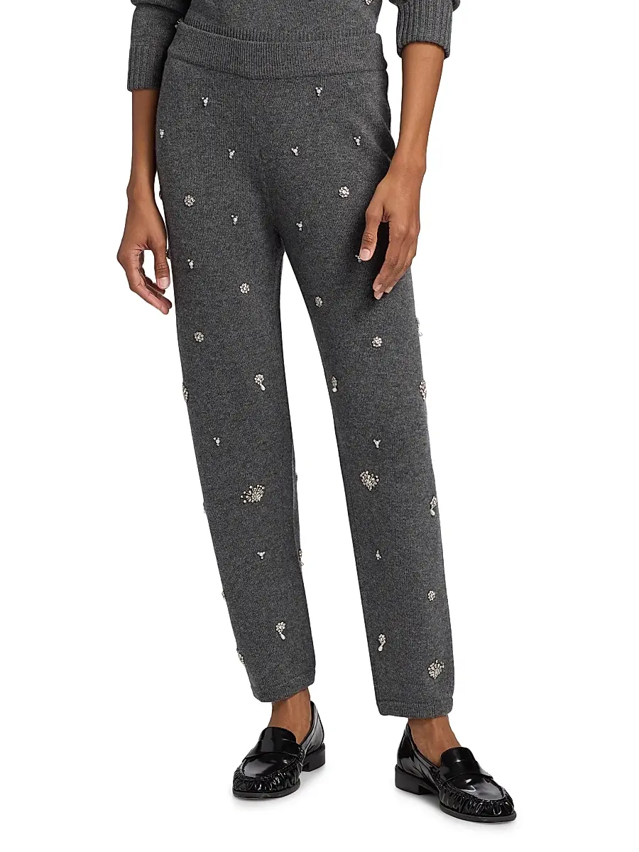 Simkhai Women's Kandace Embellished Wool-Cashmere Joggers | Thumbnail 3 Simkhai Women's Kandace Embellished Wool-Cashmere Joggers | Thumbnail 3