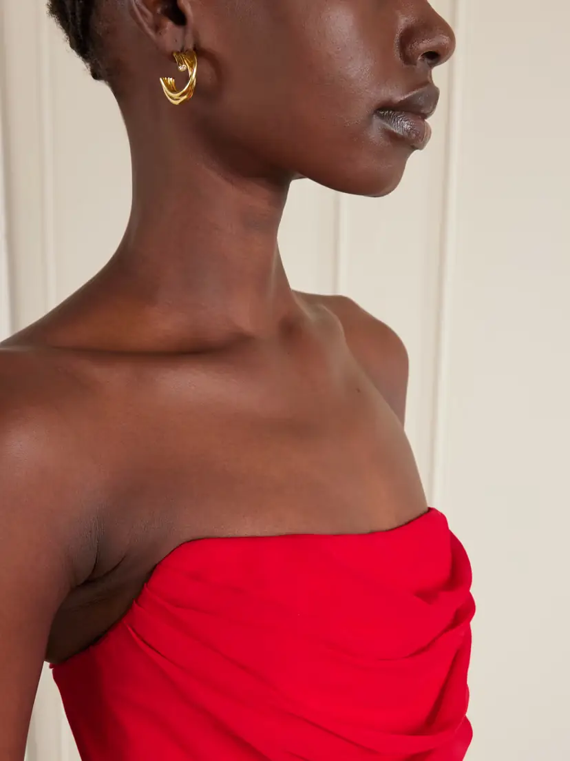 Carolina Herrera Strapless Draped Silk-chiffon Midi Dress | Thumbnail 5