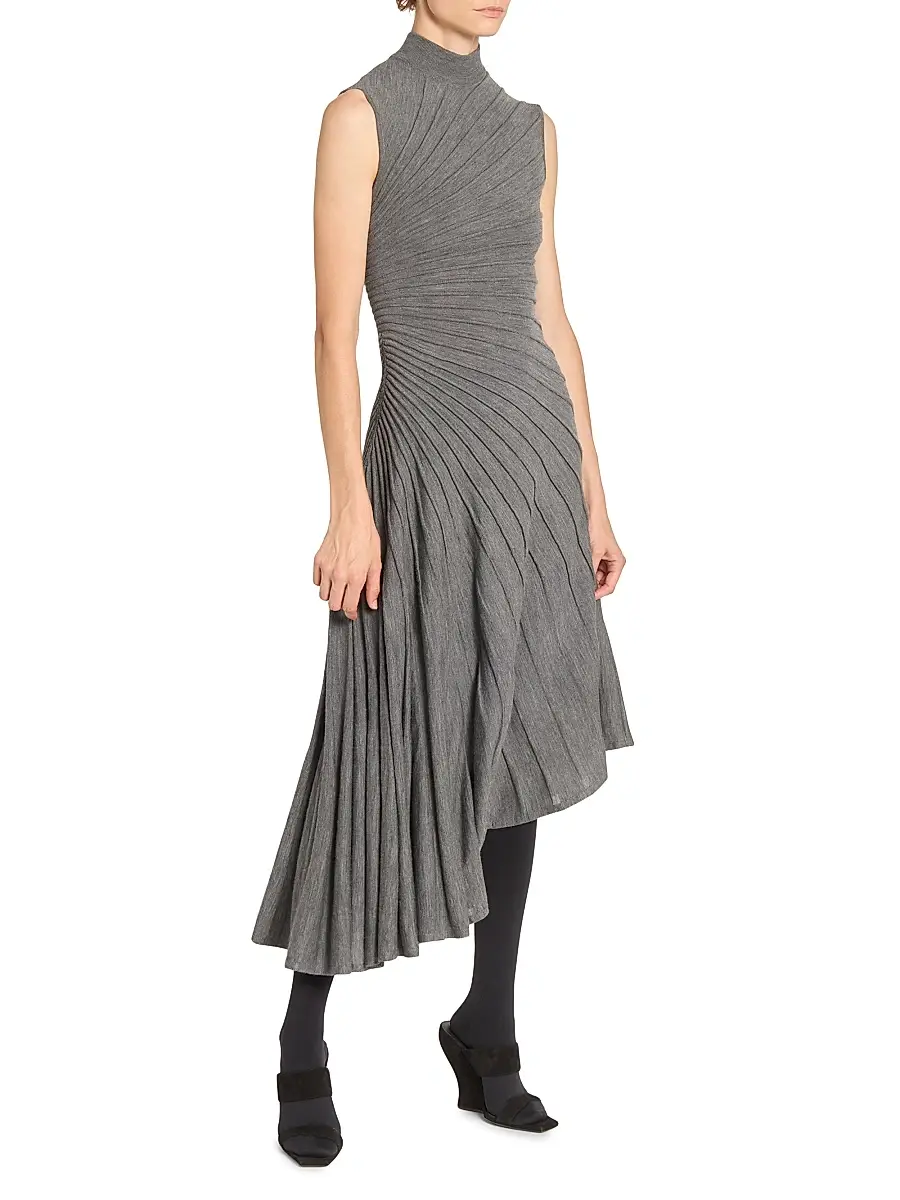 Alaïa Women's Ray Sleeveless Wool A-Line Midi-Dress | Thumbnail 4 Alaïa Women's Ray Sleeveless Wool A-Line Midi-Dress | Thumbnail 4