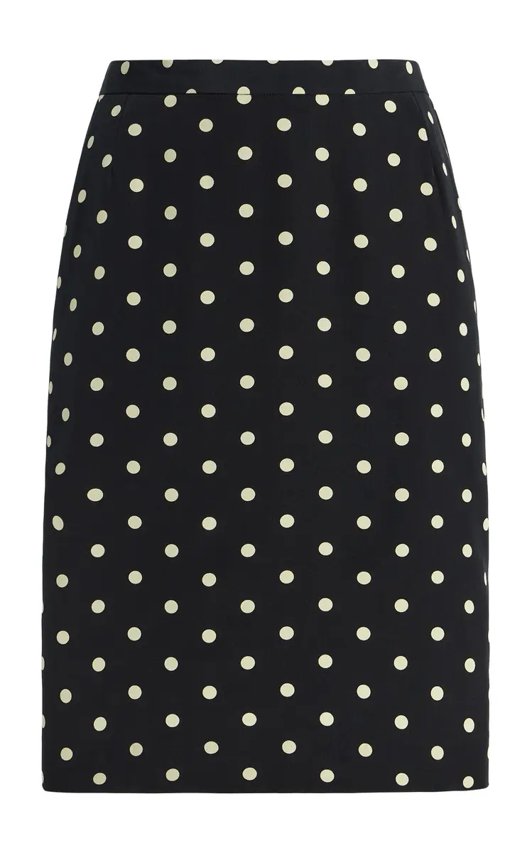 Poppy Polka-Dot Silk Midi Skirt
