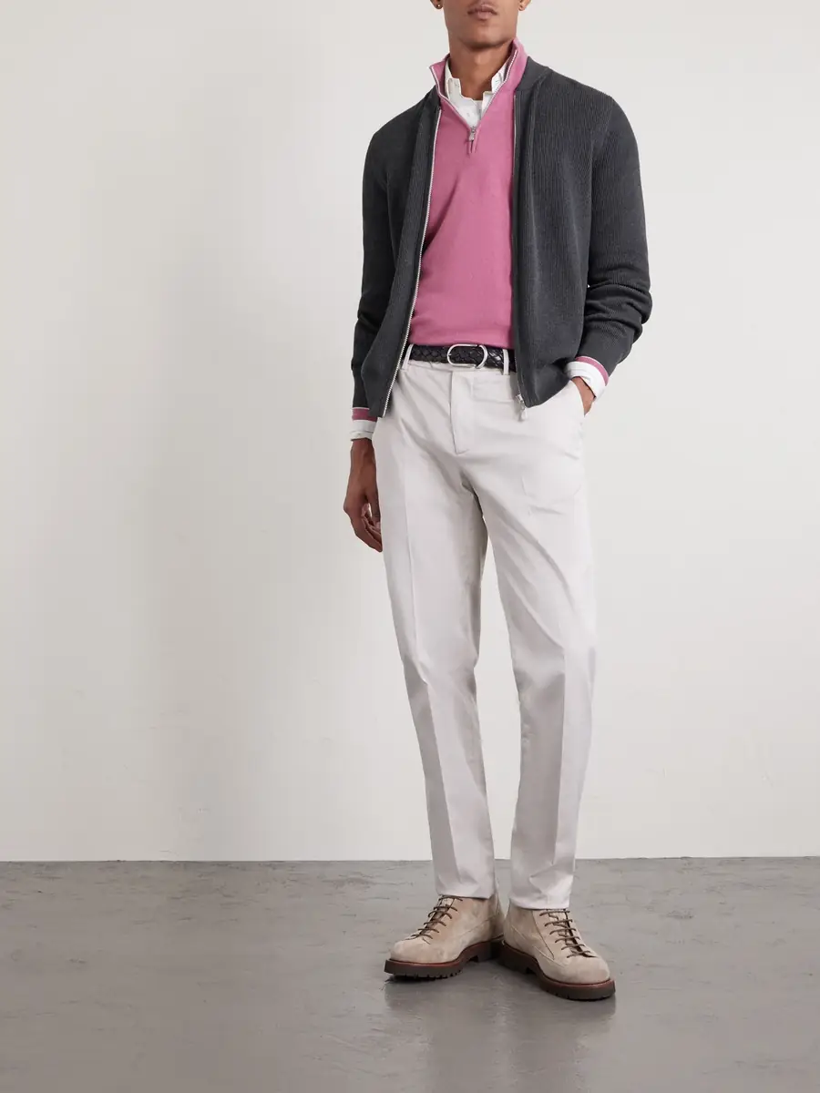 Brunello Cucinelli Ribbed Cotton Zip-Up Sweater - Men | Thumbnail 2 Brunello Cucinelli Ribbed Cotton Zip-Up Sweater - Men | Thumbnail 2