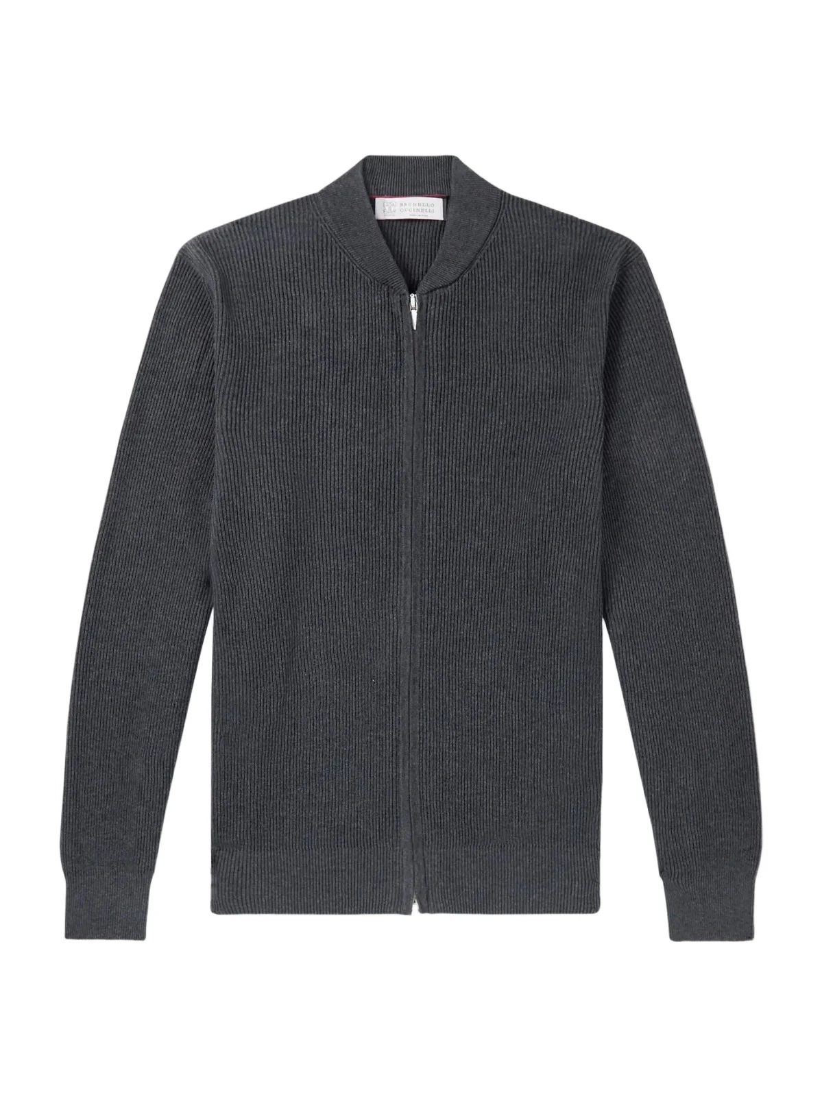 Ribbed Cotton Zip-Up Sweater - Men Ribbed Cotton Zip-Up Sweater - Men