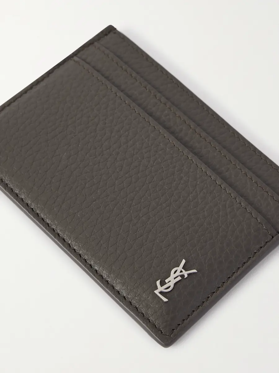 Saint Laurent Tiny Cassandre Logo-Appliquéd Full-Grain Leather Cardholder - Men | Thumbnail 3 Saint Laurent Tiny Cassandre Logo-Appliquéd Full-Grain Leather Cardholder - Men | Thumbnail 3