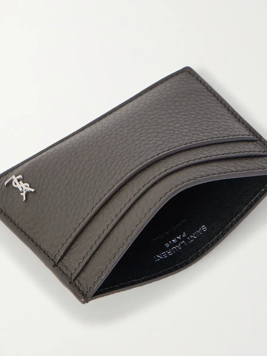 Saint Laurent Tiny Cassandre Logo-Appliquéd Full-Grain Leather Cardholder - Men | Thumbnail 4 Saint Laurent Tiny Cassandre Logo-Appliquéd Full-Grain Leather Cardholder - Men | Thumbnail 4