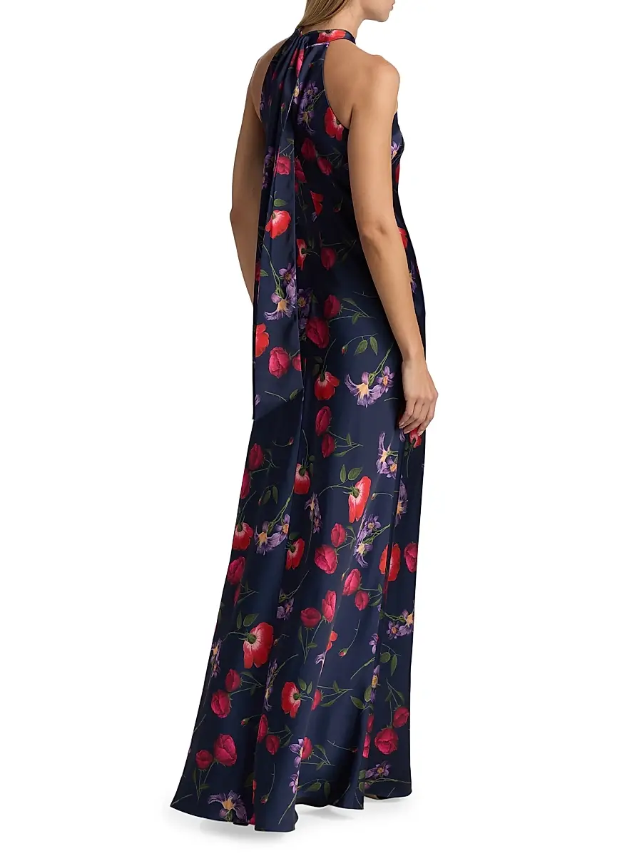 SACHIN & BABI Women's Laurant Floral Satin-Crepe Halterneck Gown | Thumbnail 5 SACHIN & BABI Women's Laurant Floral Satin-Crepe Halterneck Gown | Thumbnail 5