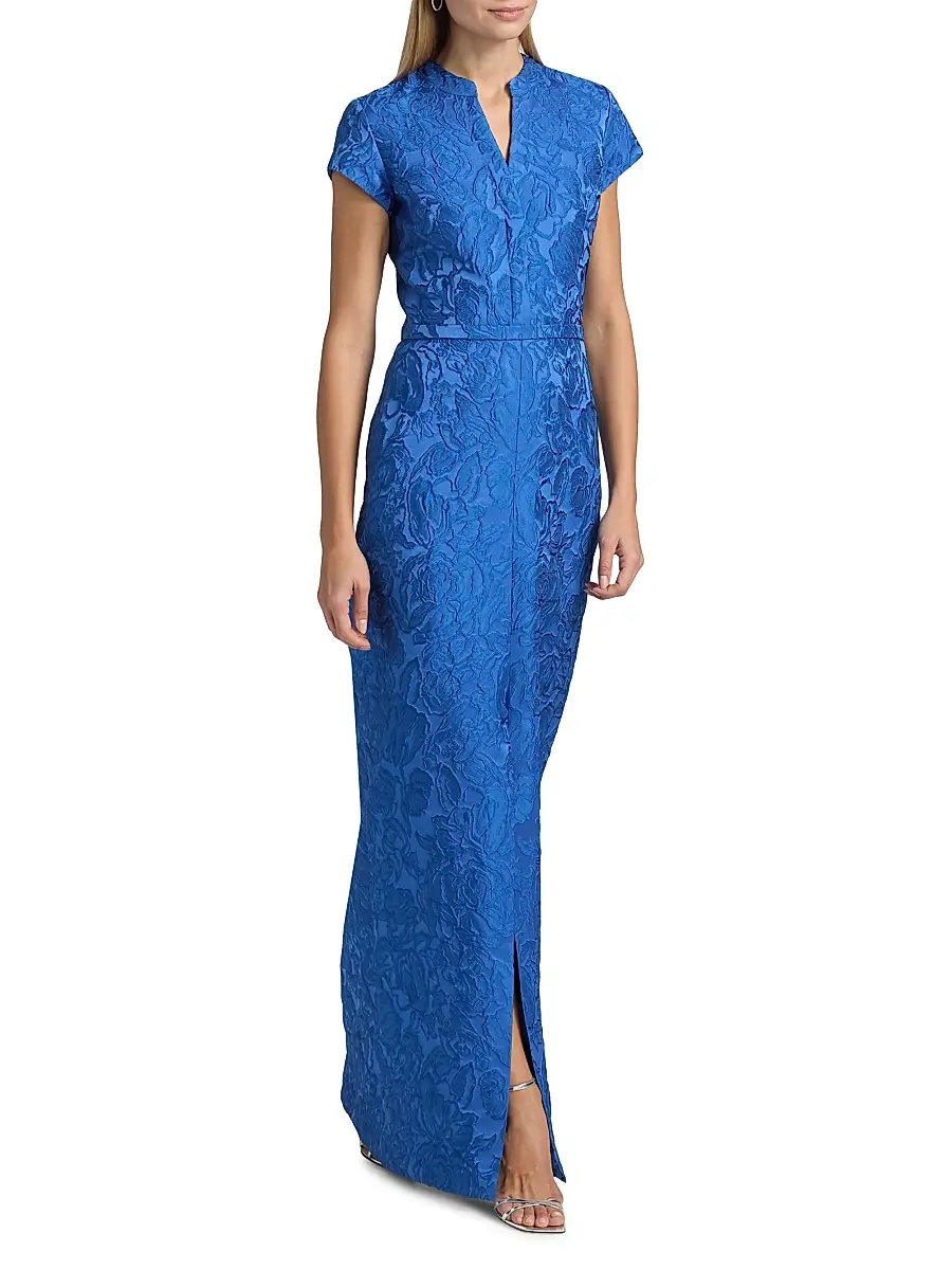 SACHIN & BABI Women's Lynn Floral Jacquard V-Neck Gown | Thumbnail 2 SACHIN & BABI Women's Lynn Floral Jacquard V-Neck Gown | Thumbnail 2