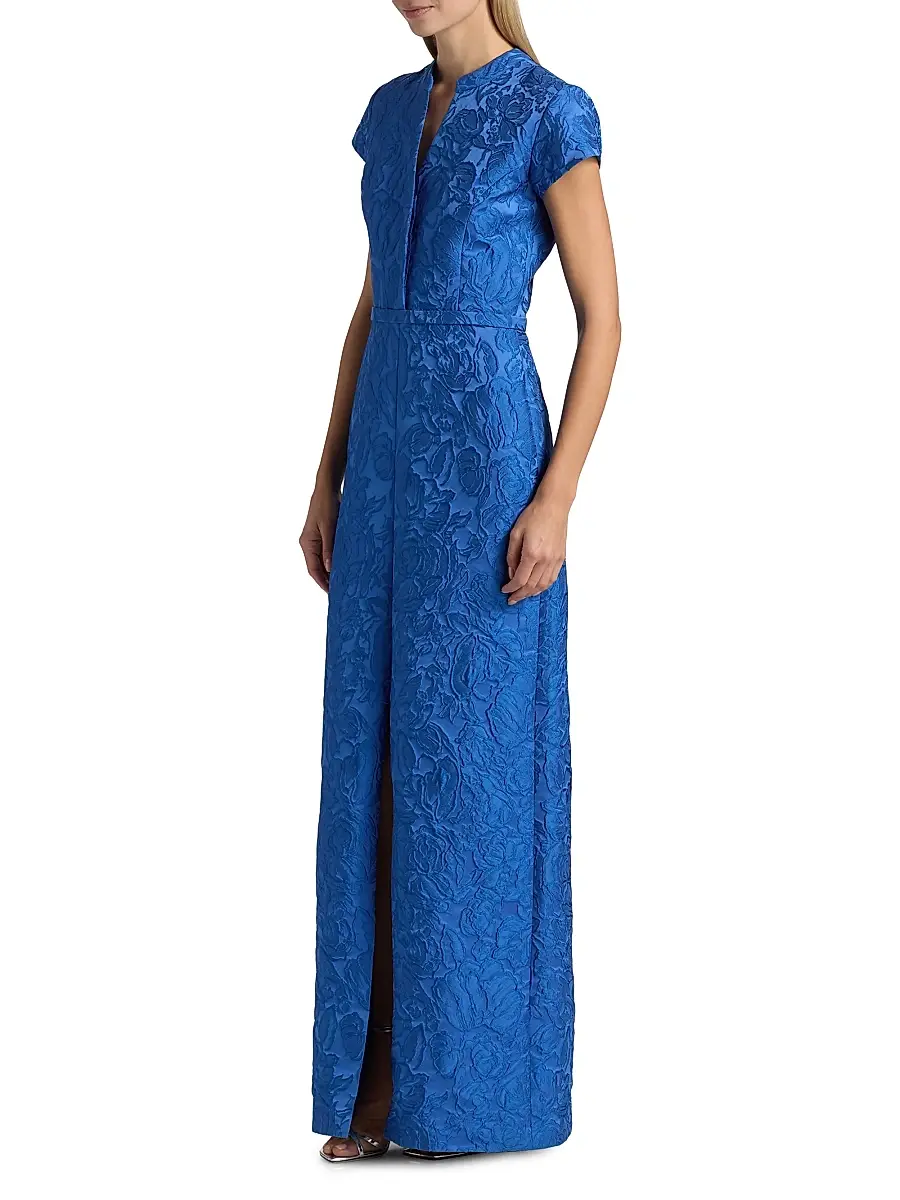 SACHIN & BABI Women's Lynn Floral Jacquard V-Neck Gown | Thumbnail 4 SACHIN & BABI Women's Lynn Floral Jacquard V-Neck Gown | Thumbnail 4