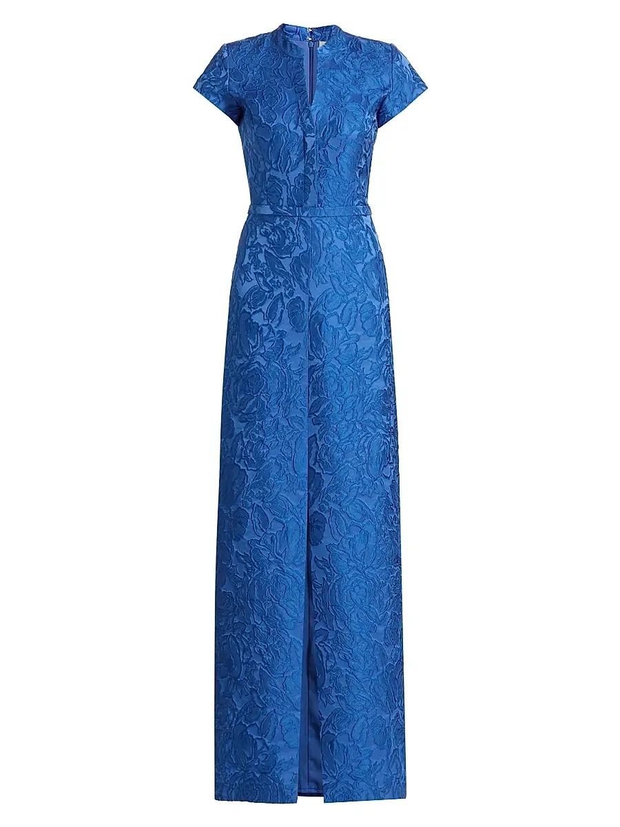 SACHIN BABI Women's Lynn Floral Jacquard V-Neck Gown - Moonbeam | Image 1 SACHIN BABI Women's Lynn Floral Jacquard V-Neck Gown - Moonbeam | Image 1