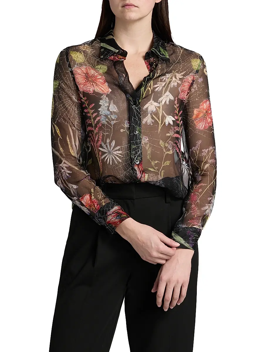 Alexander McQueen Women's Floral Web Silk Shirt | Thumbnail 3 Alexander McQueen Women's Floral Web Silk Shirt | Thumbnail 3