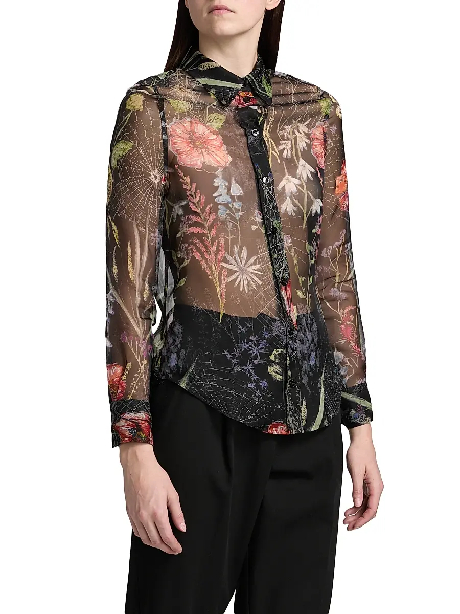 Alexander McQueen Women's Floral Web Silk Shirt | Thumbnail 4 Alexander McQueen Women's Floral Web Silk Shirt | Thumbnail 4