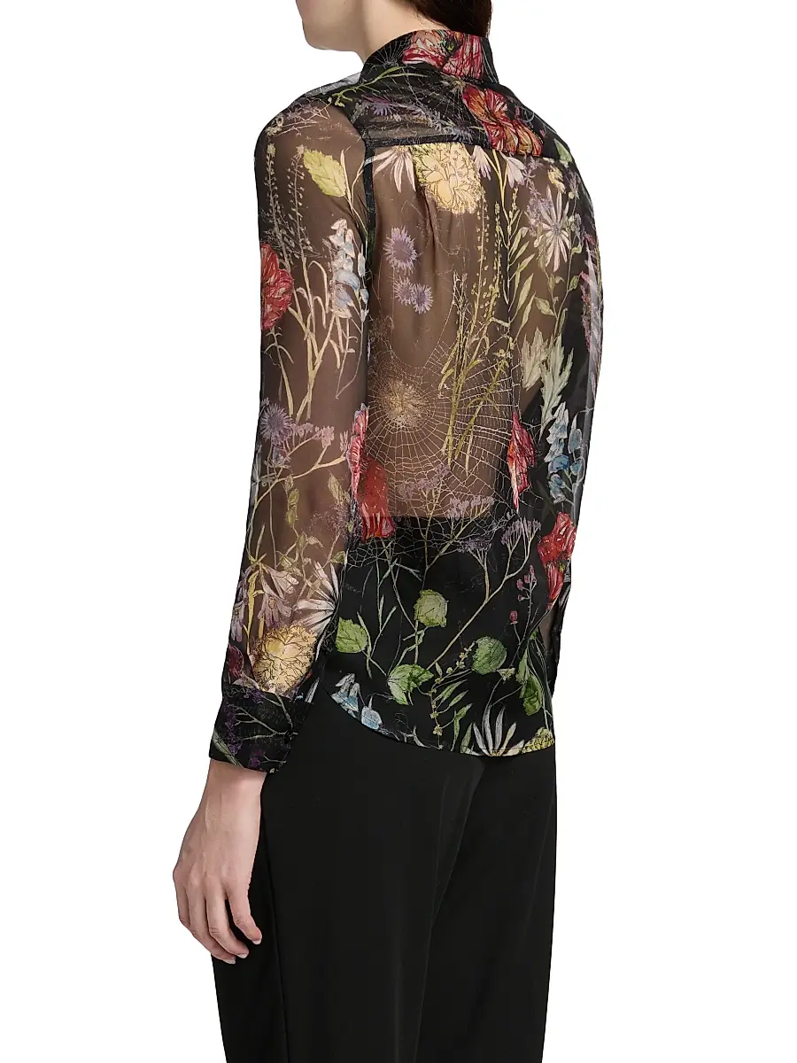 Alexander McQueen Women's Floral Web Silk Shirt | Thumbnail 5 Alexander McQueen Women's Floral Web Silk Shirt | Thumbnail 5