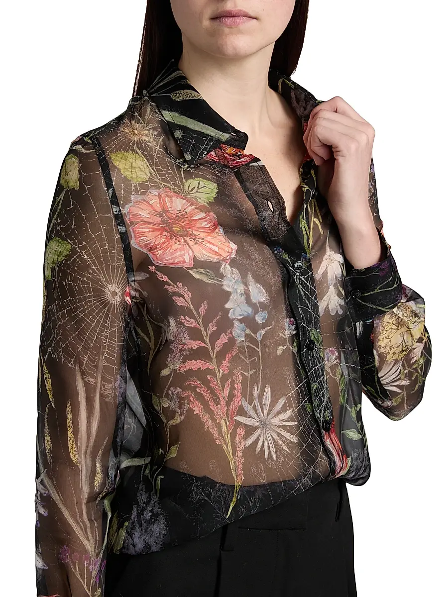 Alexander McQueen Women's Floral Web Silk Shirt | Thumbnail 6 Alexander McQueen Women's Floral Web Silk Shirt | Thumbnail 6