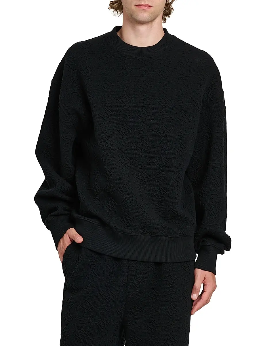 AMIRI Men's Ma Quad Jacquard Oversized Crewneck Sweatshirt | Thumbnail 3