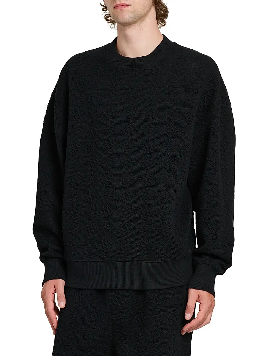 AMIRI Men's Ma Quad Jacquard Oversized Crewneck Sweatshirt | Thumbnail 4