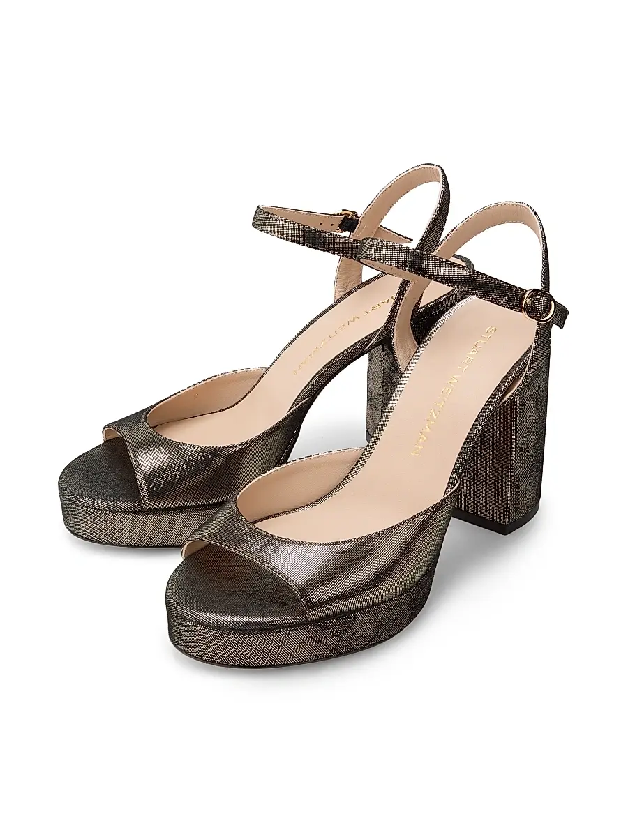 Stuart Weitzman Women's Dayna 90MM Metallic Leather Sandals | Thumbnail 2 Stuart Weitzman Women's Dayna 90MM Metallic Leather Sandals | Thumbnail 2