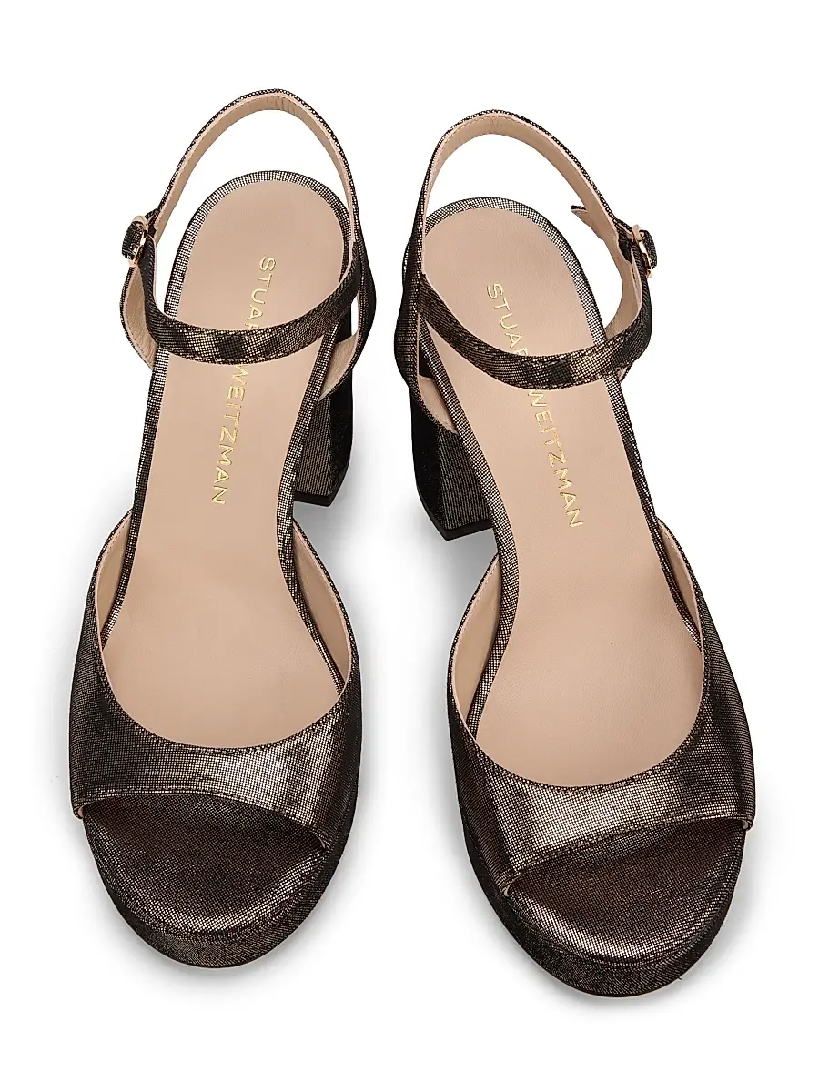 Stuart Weitzman Women's Dayna 90MM Metallic Leather Sandals | Thumbnail 4 Stuart Weitzman Women's Dayna 90MM Metallic Leather Sandals | Thumbnail 4